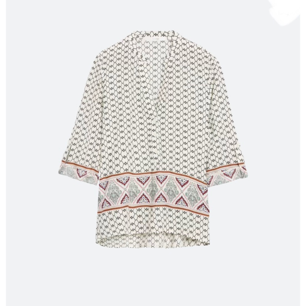 Fun 2 Fun Geometric Print Blouse in Black and White